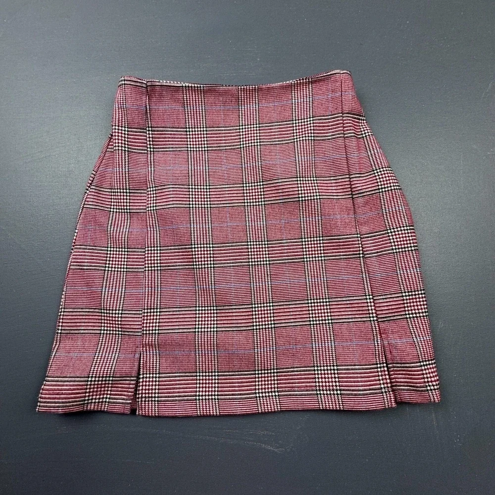 John Galt Women's S Red Plaid Mini Skirt High Waist Schoolgirl Preppy Daily Wear